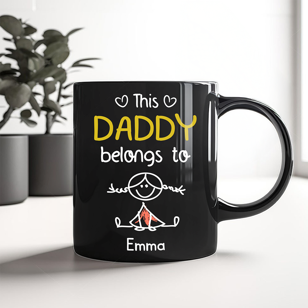 Personalized Black Mug This Papa Belongs To Us Gift for Dad