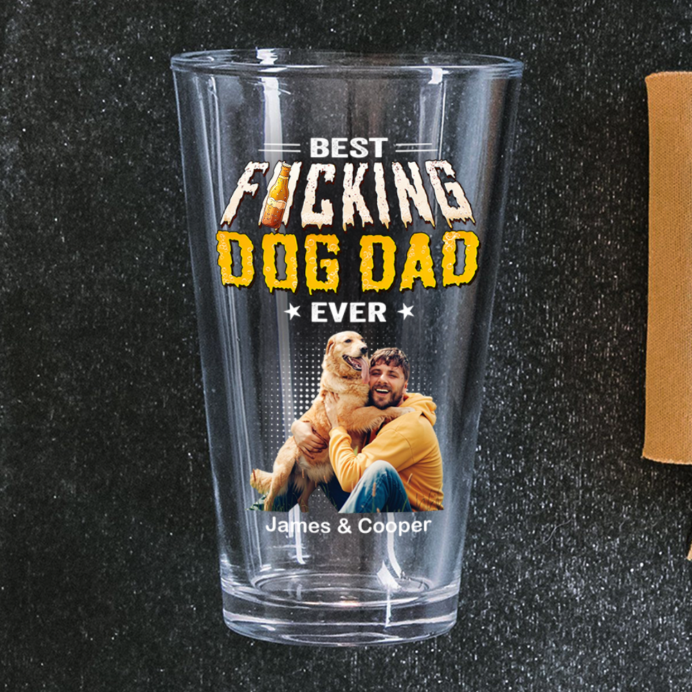Personalized Photo Beer Glass Best Dog Dad Gift for Father's Day