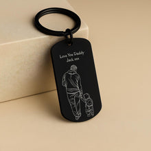 Load image into Gallery viewer, Personalized Photo Metal Keychain Custom Gift for Dad
