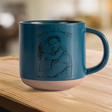 Load image into Gallery viewer, Personalized Engraved Pottery Mug Custom Photo Gift for Dad
