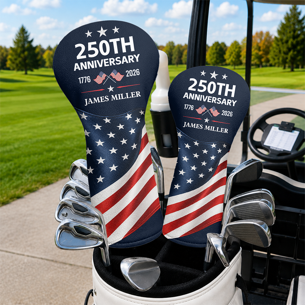 Personalized 250th Anniversary Golf Head Cover Custom Name Gift