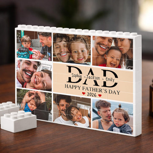 Personalized Building Block Puzzle Custom Name Photo Gift for Dad