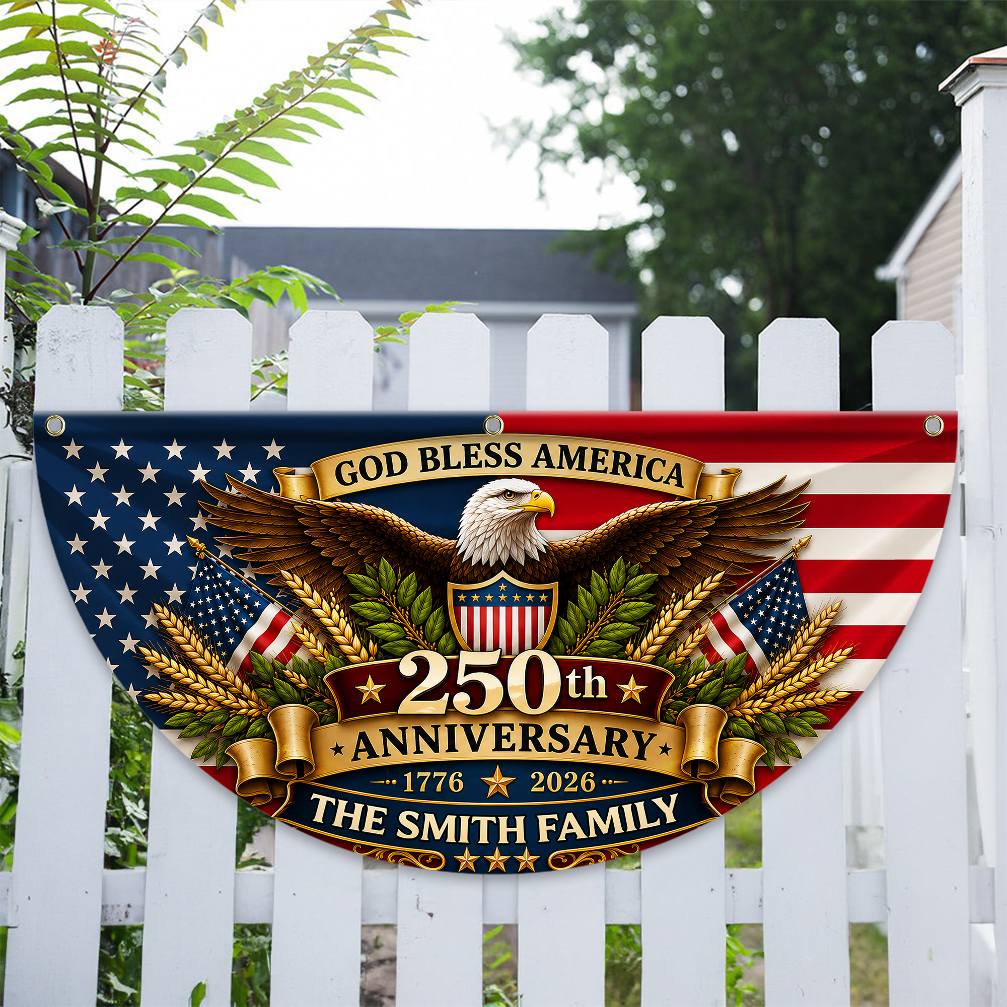 Personalized USA Flag Custom Family Name Gift for 4th of July