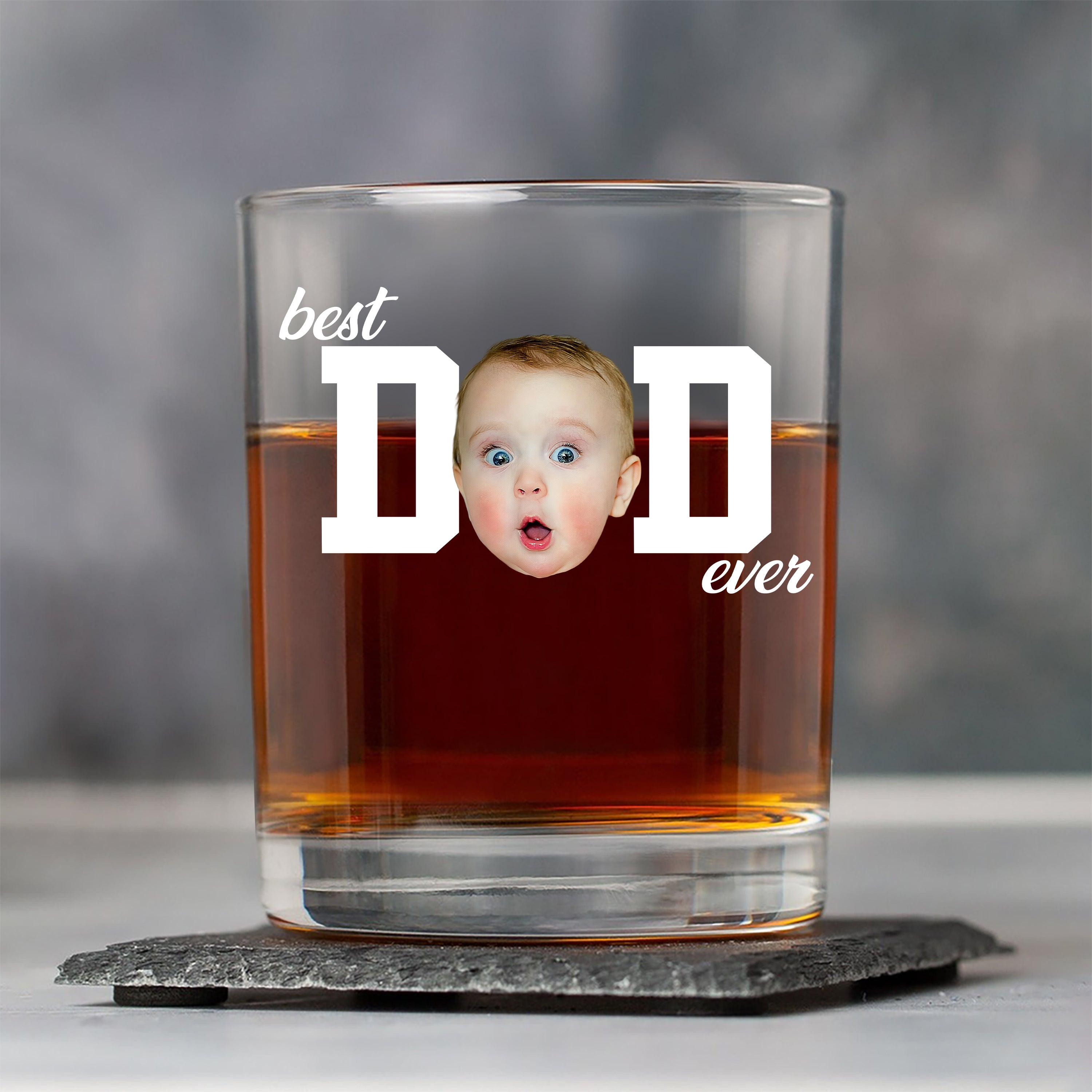 Personalized Funny Face Whiskey Glass Gift for Dad - Father's Day