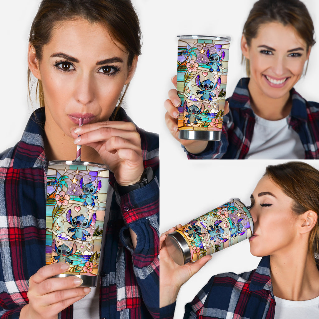 Personalized Tropical Beach Tumbler with Custom Name Gift for Her