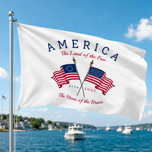 Personalized House Flag America The Land Of The Free Gift