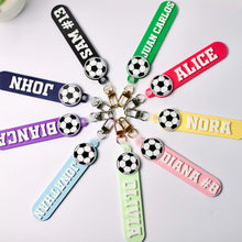 Load image into Gallery viewer, Personalized Soccer Bag Tag Keychain Custom Name Gift for Players
