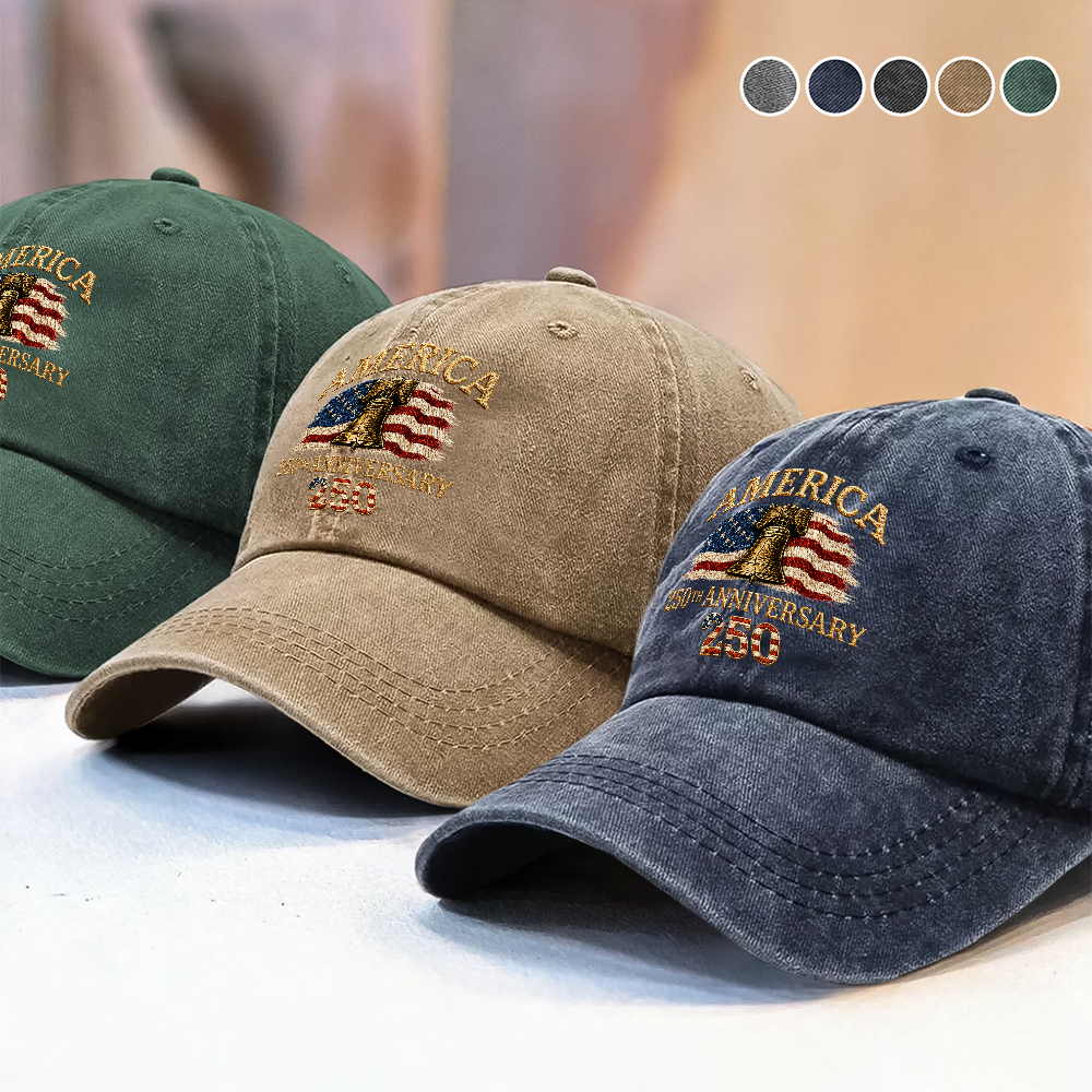 Personalized Washed Denim Baseball Cap 4th of July Gift