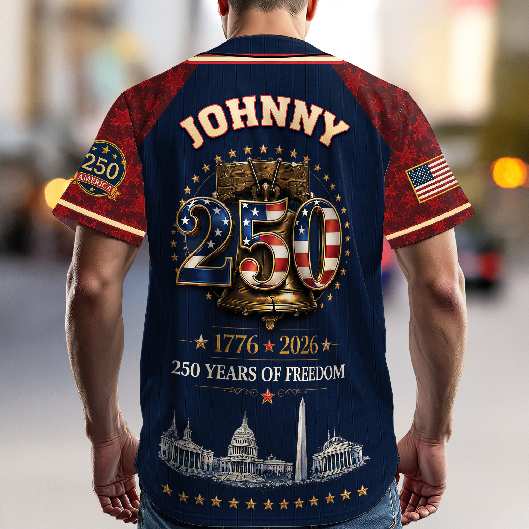 Personalized 250 Years of Freedom Baseball Jersey Custom Name Gift