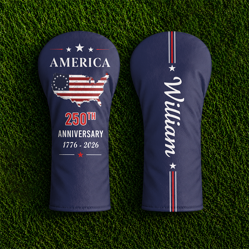 Personalized Golf Head Cover Custom Name 250th Anniversary Gift