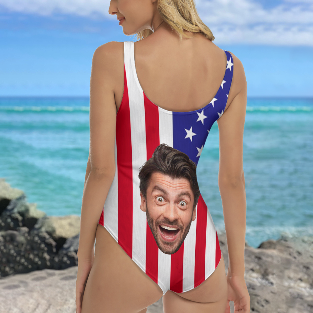 Personalized Funny Face Swimsuit Custom Photo Gift for Her