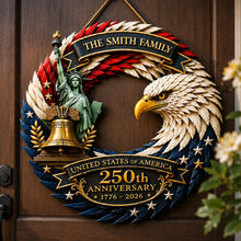 Load image into Gallery viewer, Personalized Patriotic Door Sign for 250th Anniversary Gift
