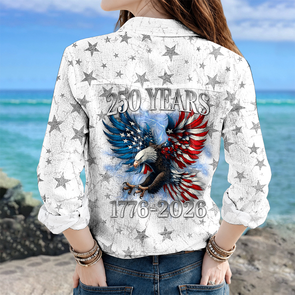 Personalized Eagle Blouse Shirt Patriotic Gift for Mom 4th of July
