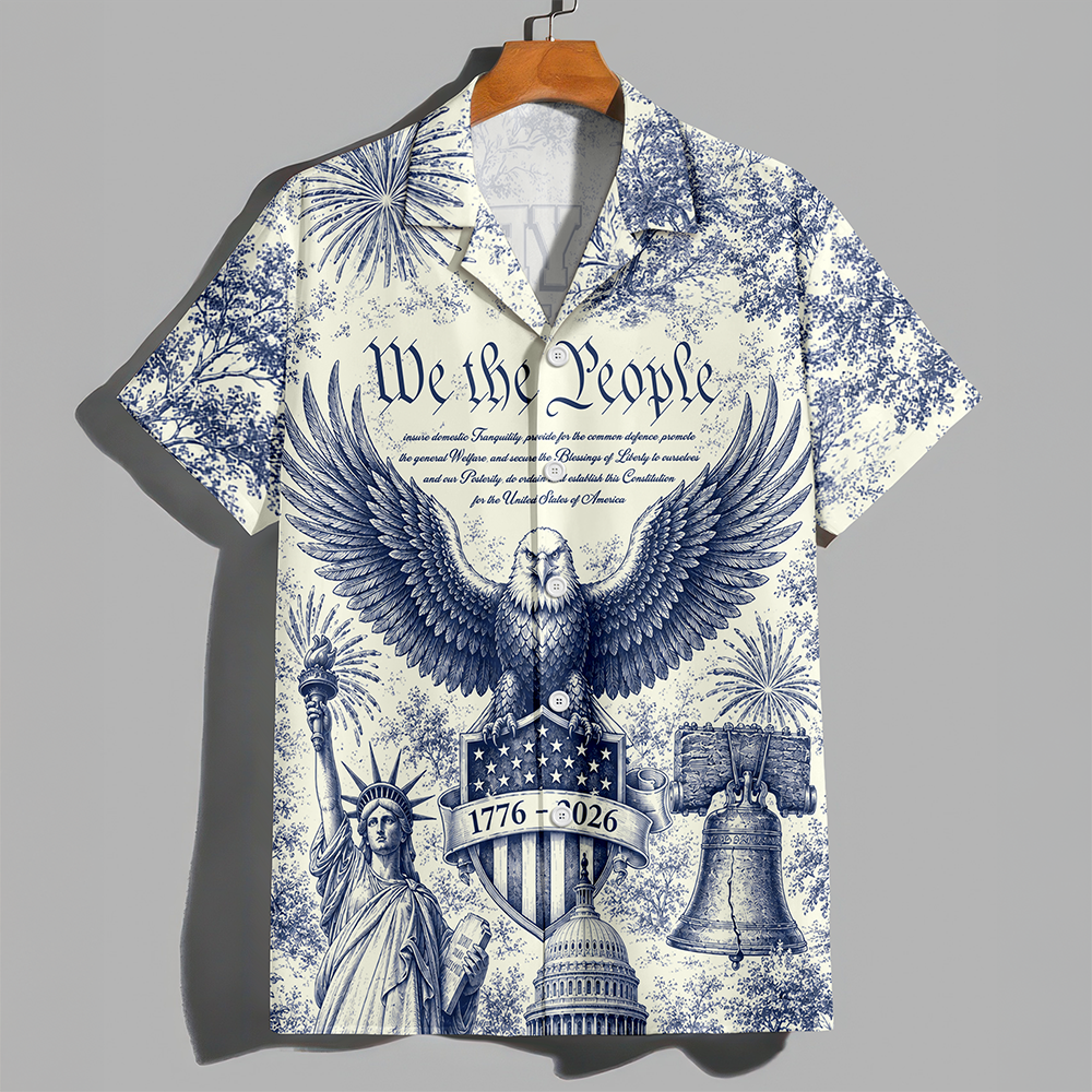 Personalized Patriotic Hawaiian Shirt Custom Design Gift for Dad