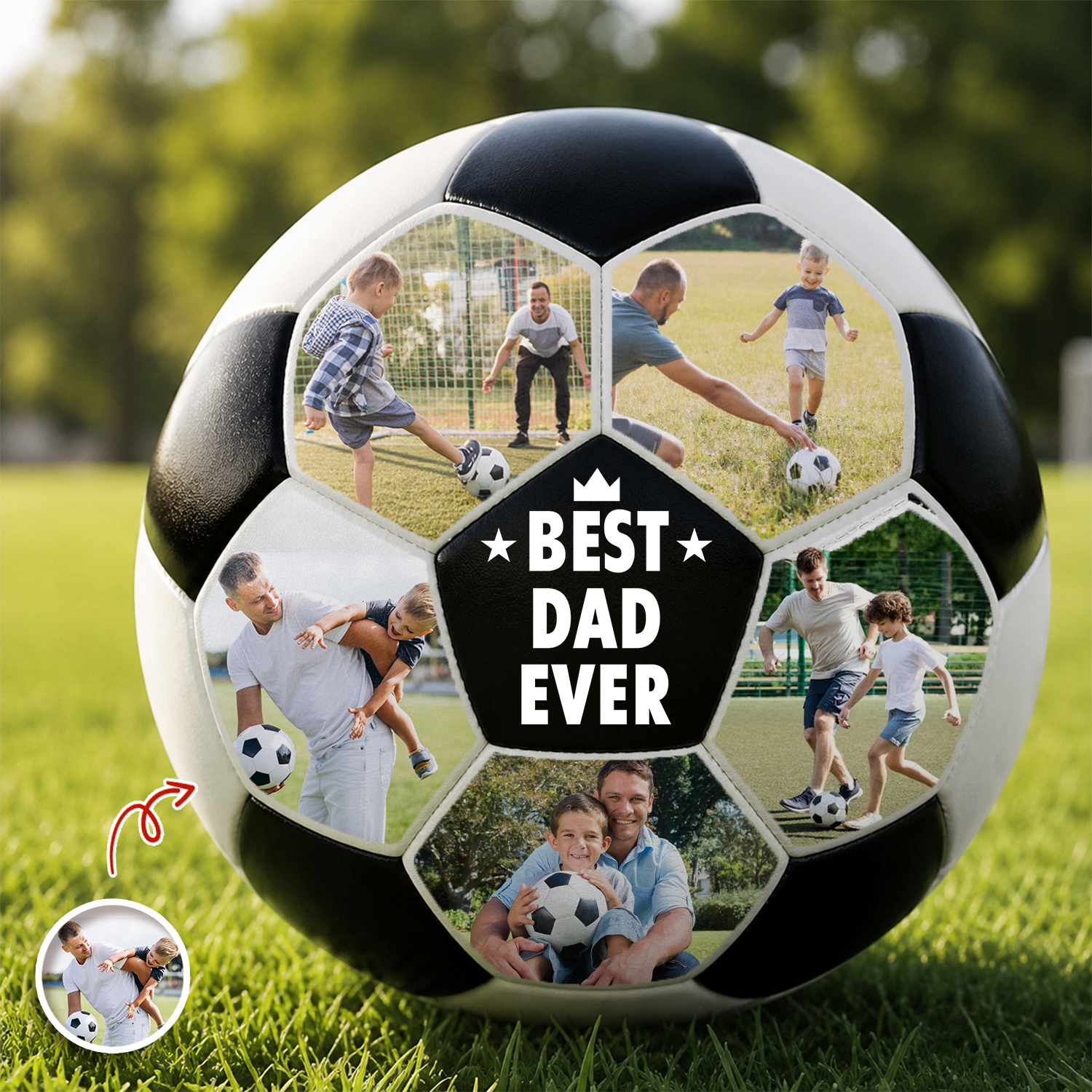 Custom Soccer Ball Gift for Dad Personalized Photo Best Coach Ever