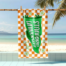 Load image into Gallery viewer, Personalized University Name Pennant Beach Towel Graduation Gift
