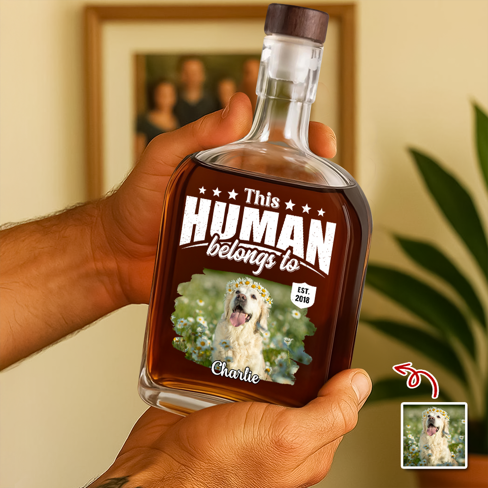 Personalized Photo Whiskey Bottle Custom Name Gift for Pet Lovers