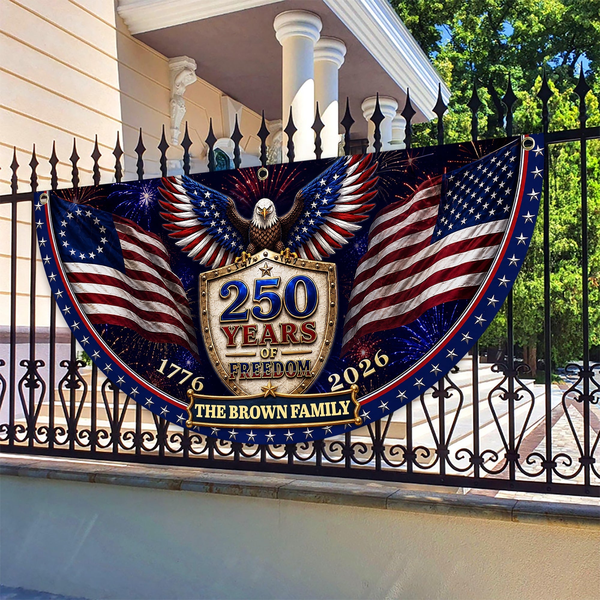 Personalized Family Name Patriotic Flag Custom 250th Birthday Gift