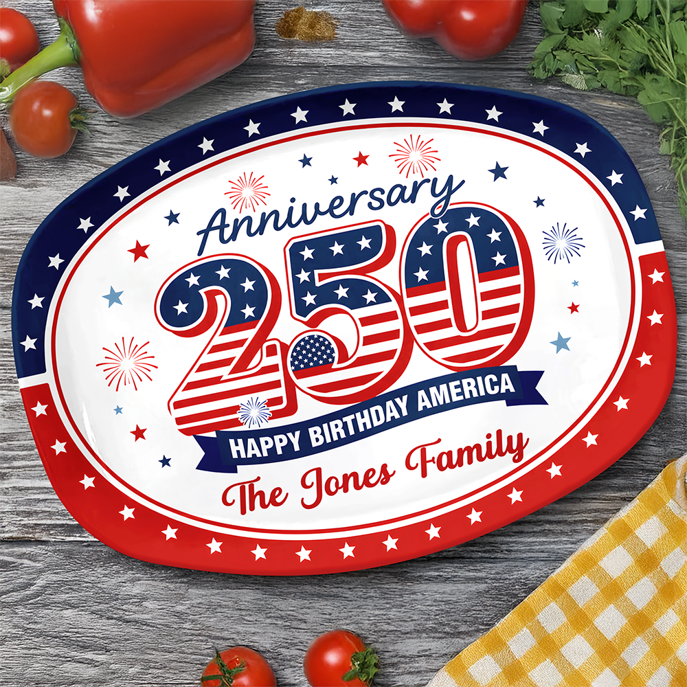 Personalized Family Name Platter USA 250th Anniversary Gift
