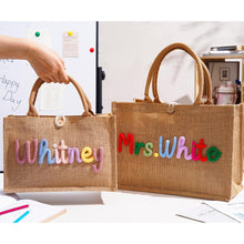Load image into Gallery viewer, Personalized Crochet Tote Bag Custom Name Teacher Gift
