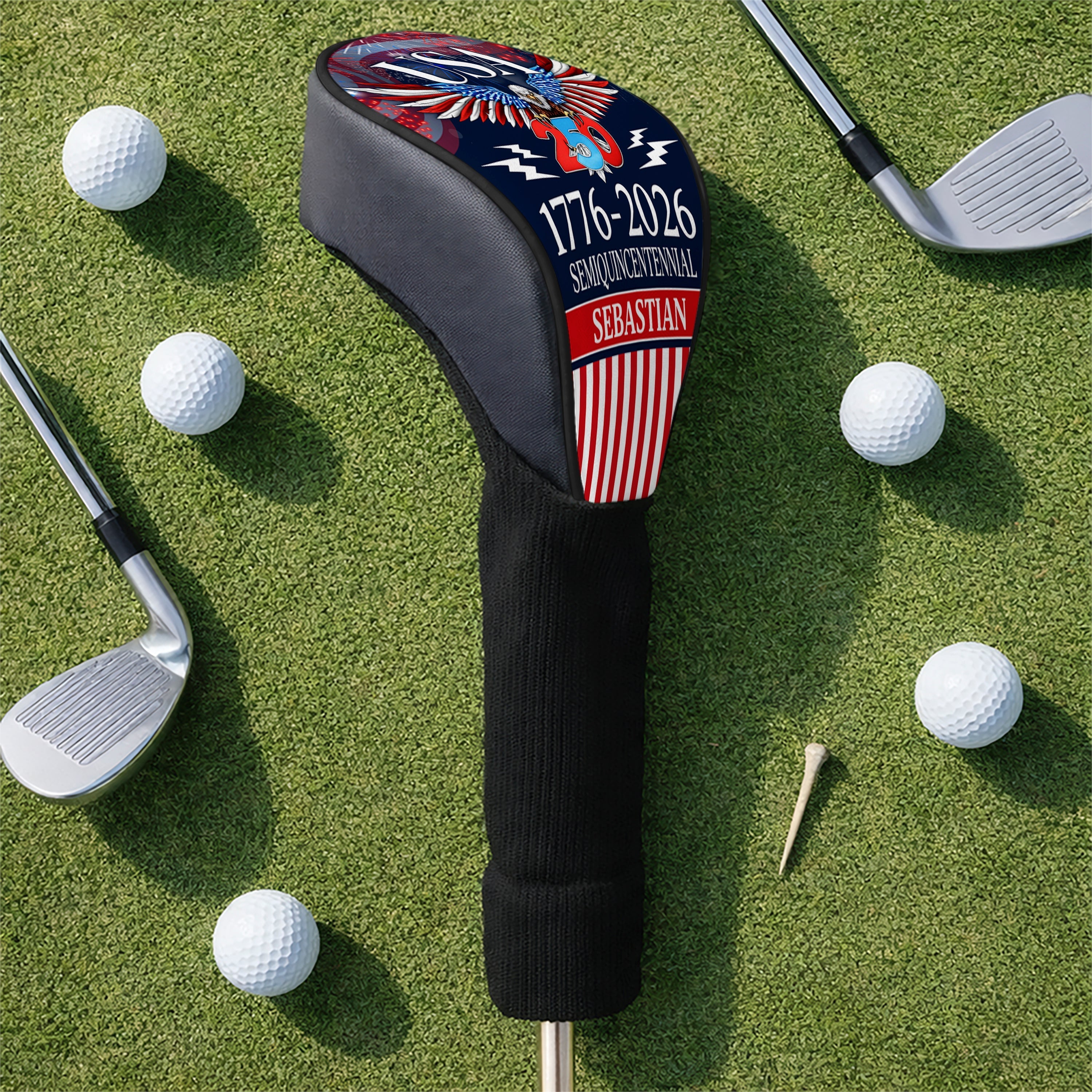 Personalized Golf Club Head Cover 250 Years America Gift for Dad