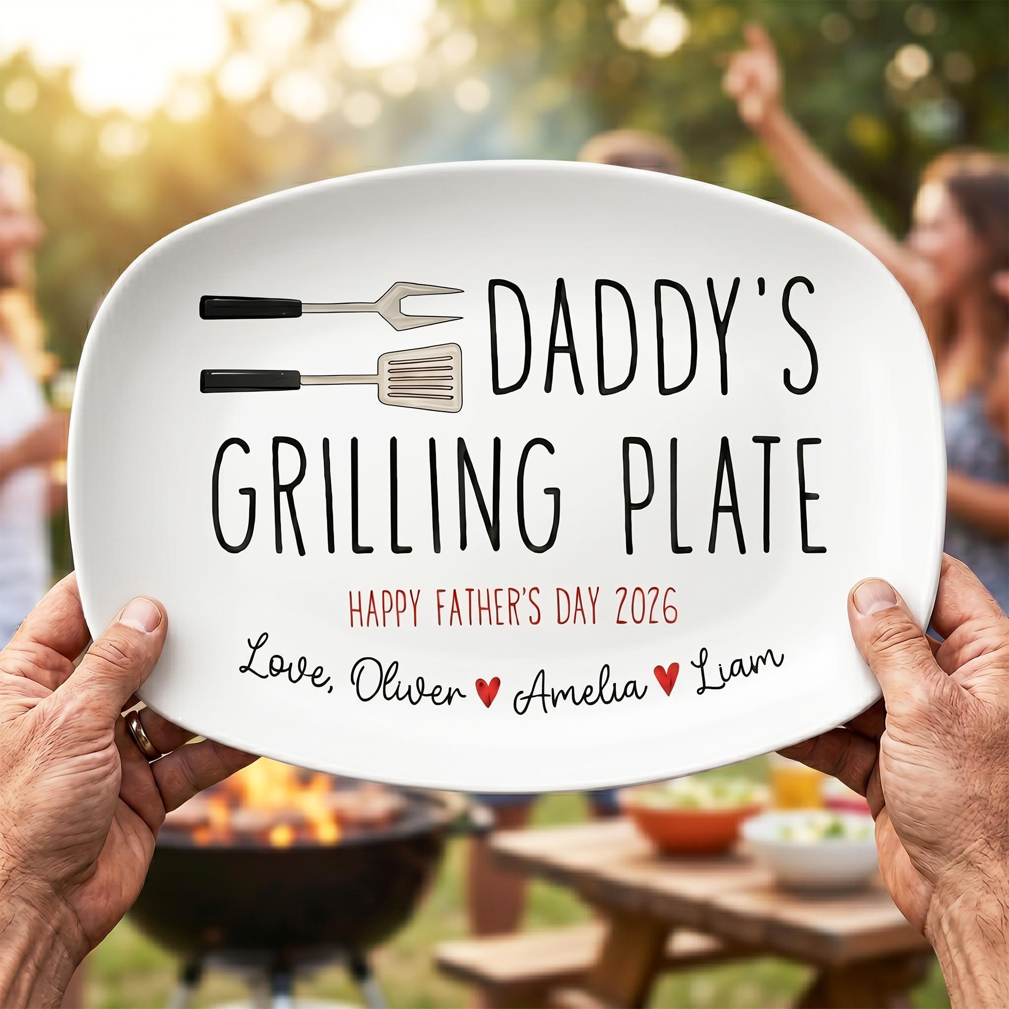 Personalized Grilling Plate Custom Name Gift for Dad