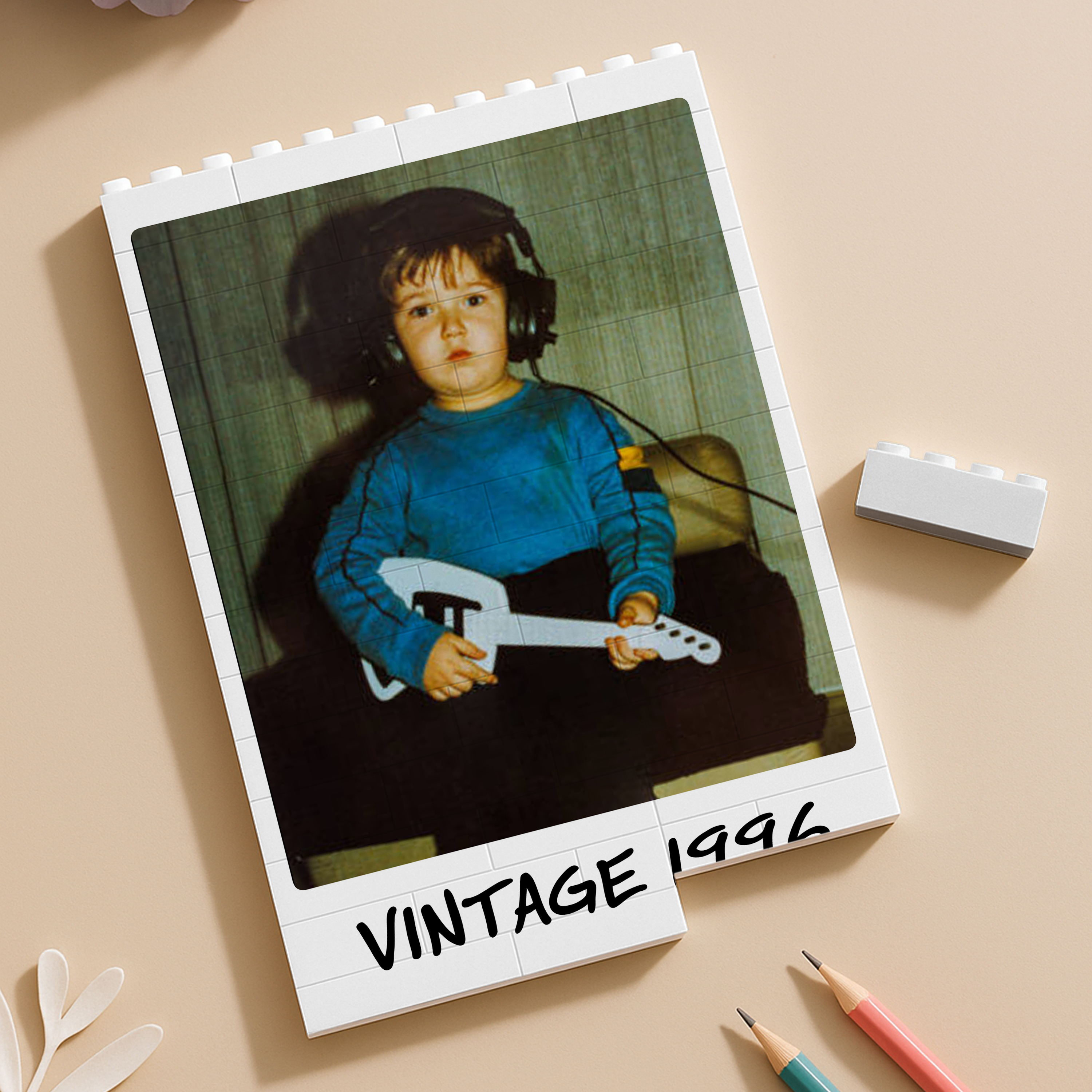 Personalized Photo Vintage Building Block Birthday Gift for Him/Her