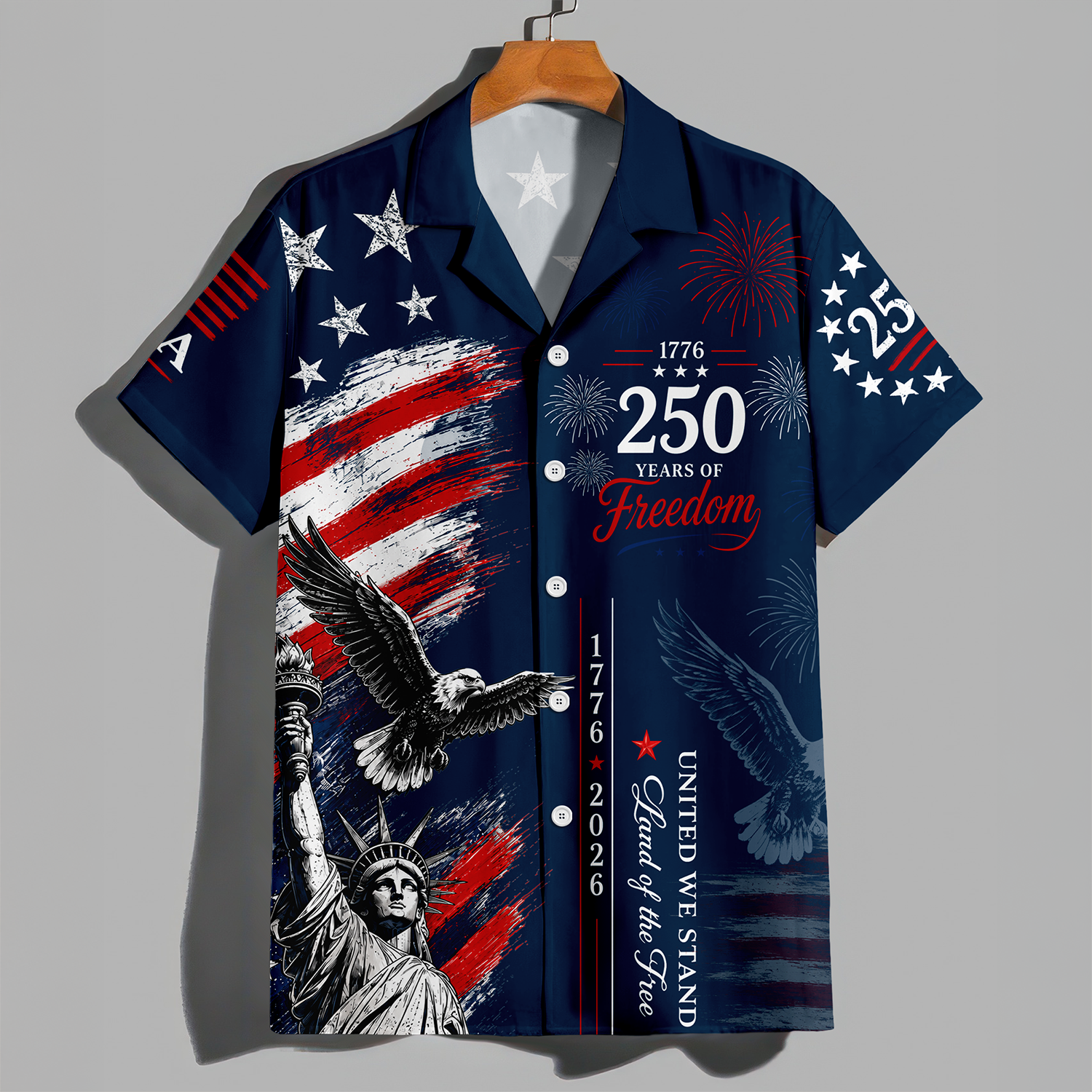 Personalized 4th of July Hawaiian Shirt Custom Name USA Flag Gift