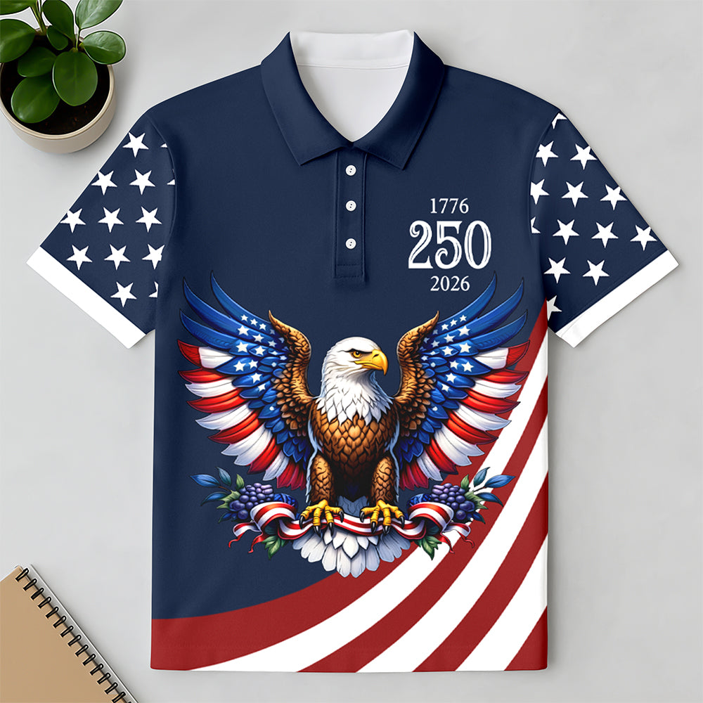 Personalized American Pride Eagle Polo Shirt Gift for Dad