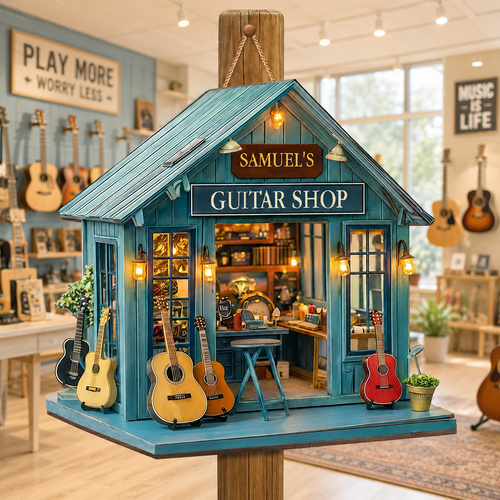 Personalized Wide Birch Wood Sign for Guitar Lovers - Custom Studio Decor
