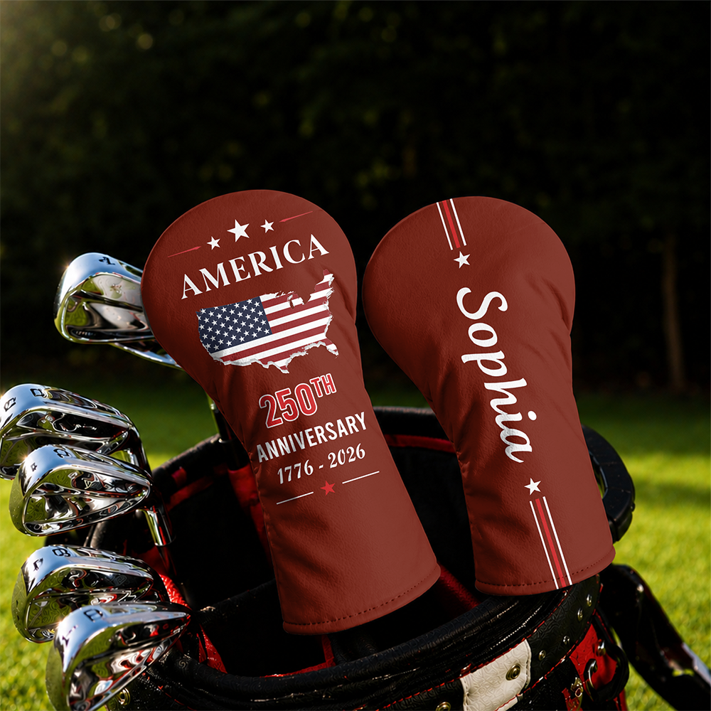 Personalized Golf Head Cover Custom Name 250th Anniversary Gift