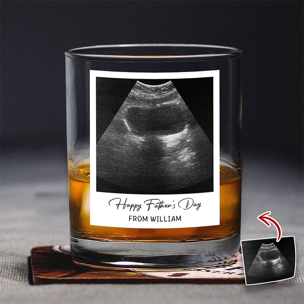 Personalized Ultrasound Photo Rock Glass Custom Gift for Dad