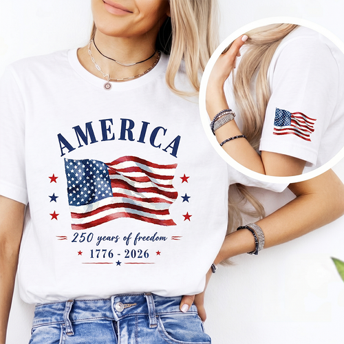 Patriotic 250 Years of Freedom T-Shirt Independence Day Gift
