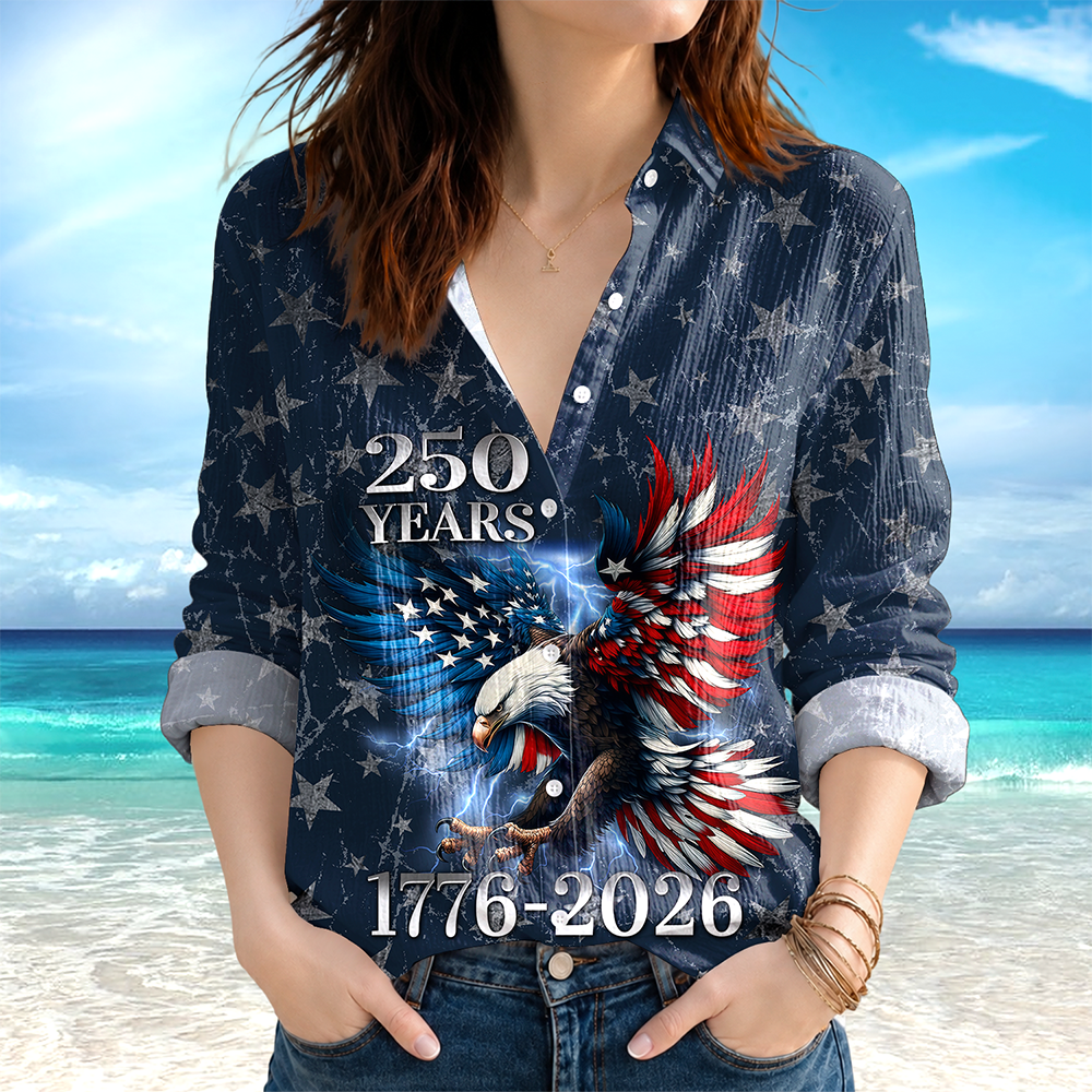 Personalized Eagle Blouse Shirt Patriotic Gift for Mom 4th of July