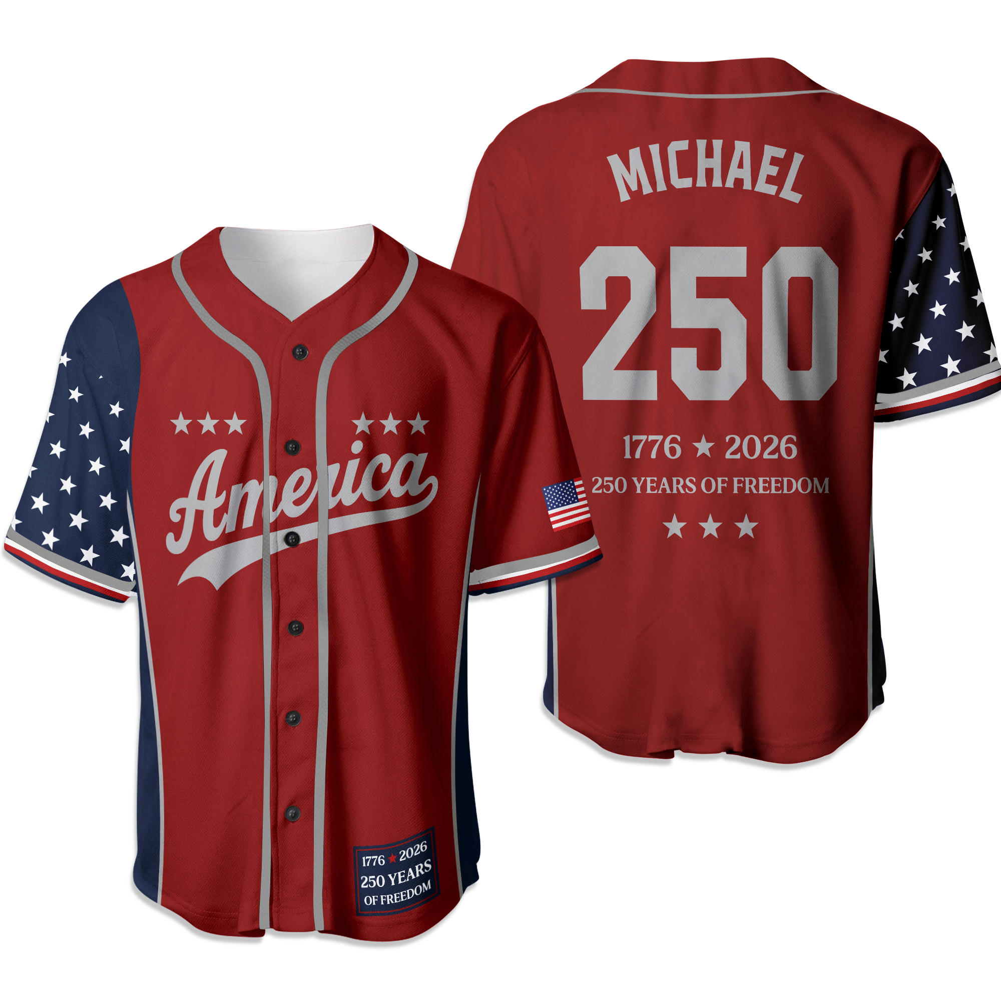 Personalized 250 Years of Freedom Jersey Shirt Gift for Dad