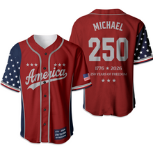 Load image into Gallery viewer, Personalized 250 Years of Freedom Jersey Shirt Gift for Dad
