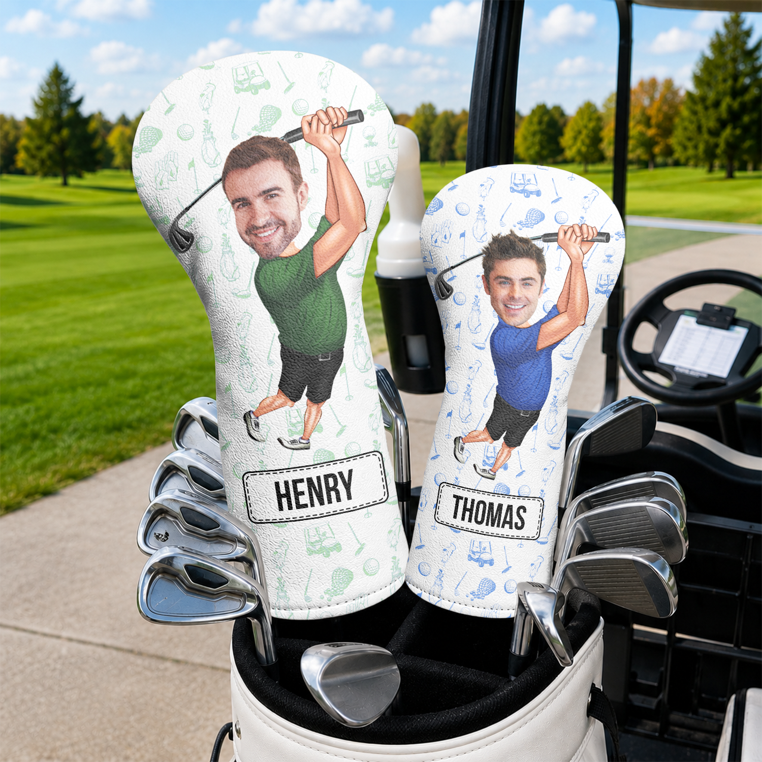 Personalized Funny Golfer Photo Golf Head Cover Unique Gift for Dad