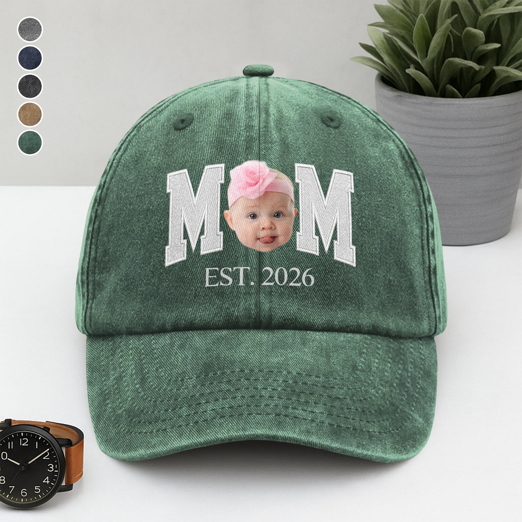 Custom Photo Face Washed Denim Baseball Cap Gift for Dad