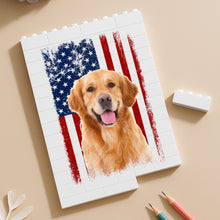 Load image into Gallery viewer, Custom Dog Photo Building Blocks USA Flag Gift for Dog Dad
