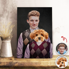 Load image into Gallery viewer, Personalized Dog and Owner Canvas Portrait Custom Photo Gift
