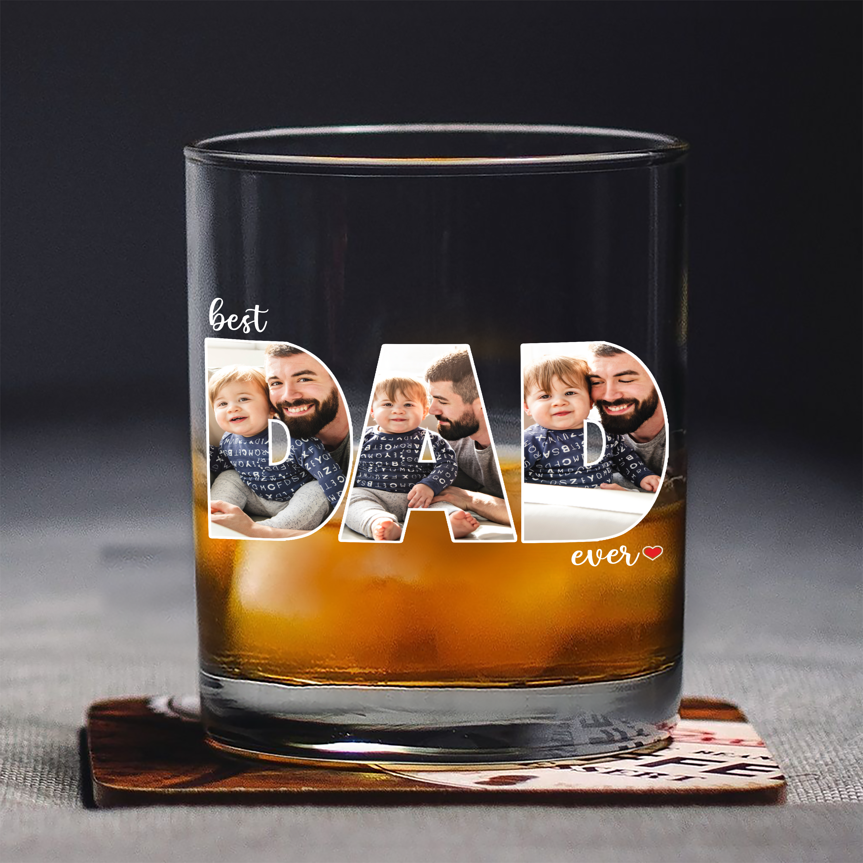 Personalized Whiskey Glass Custom Photo Gift for Dad