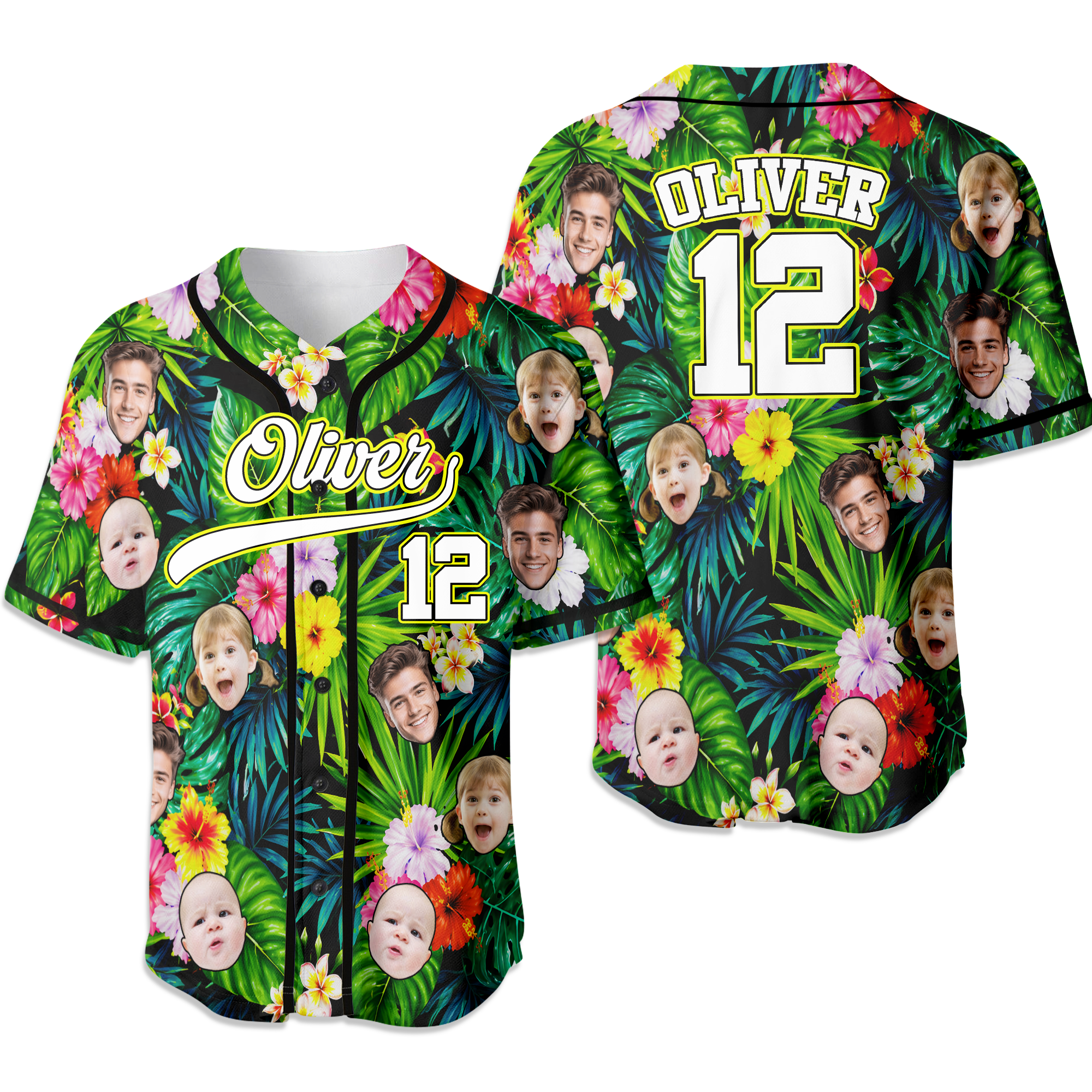 Personalized Photo Hawaiian Baseball Jersey Custom Summer Gift