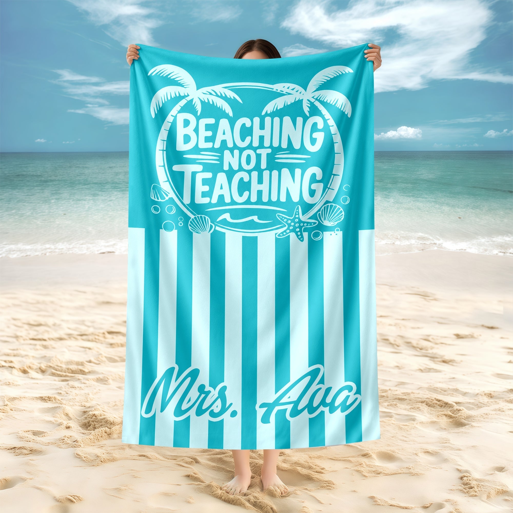 Personalized Beach Towel Funny Teacher Gift for Summer