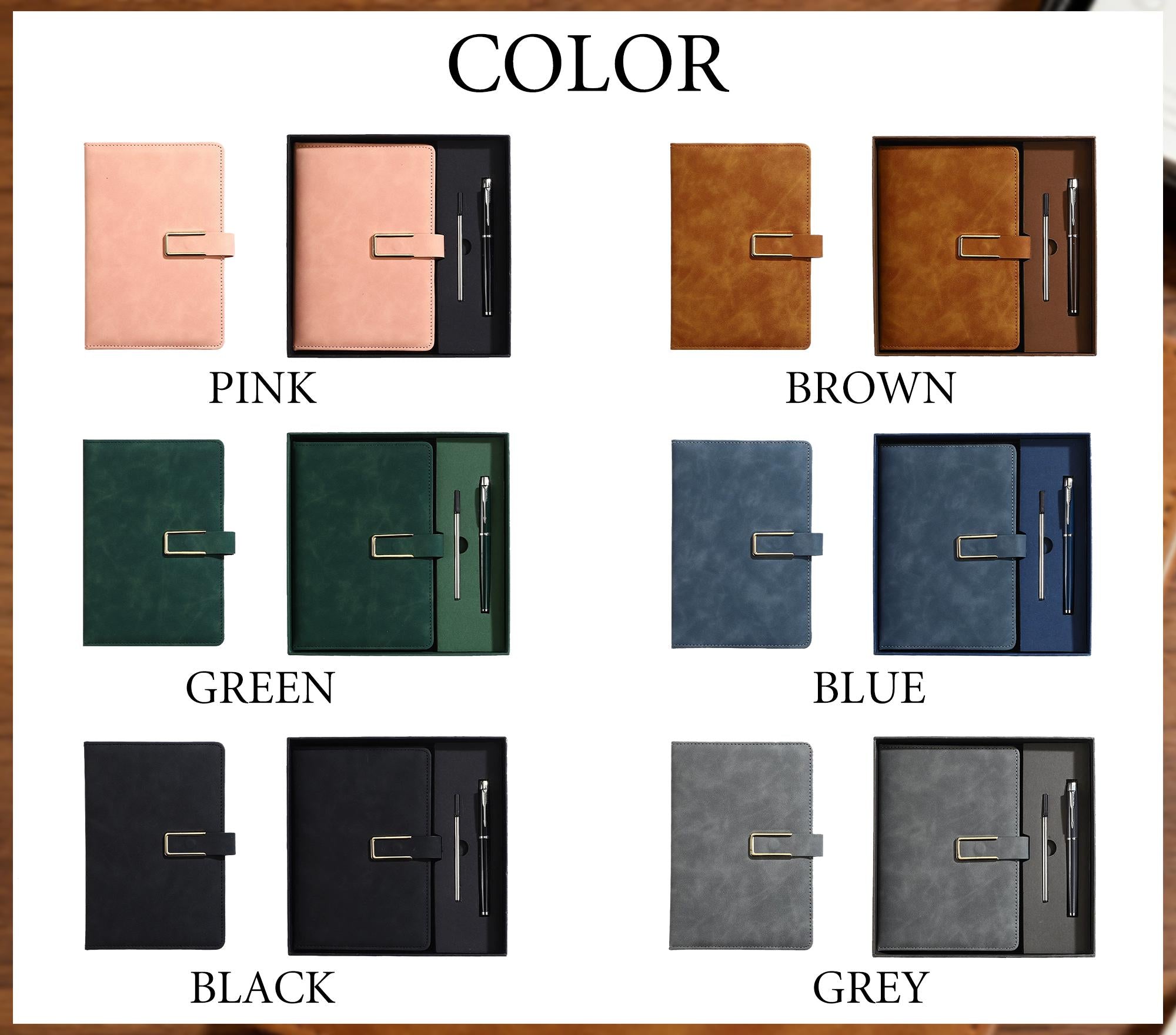 Personalized Engraved Leather Notebook Set with Pen Gift for Dad