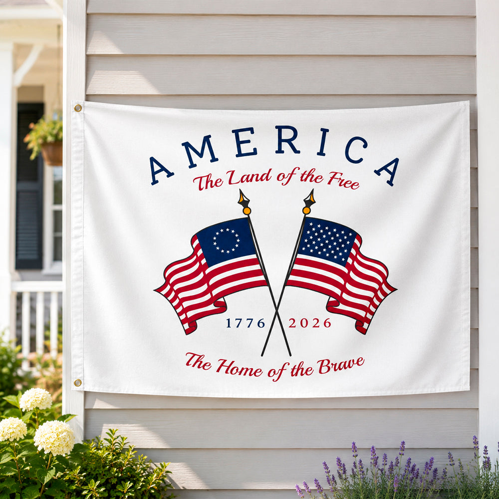 Personalized House Flag America The Land Of The Free Gift