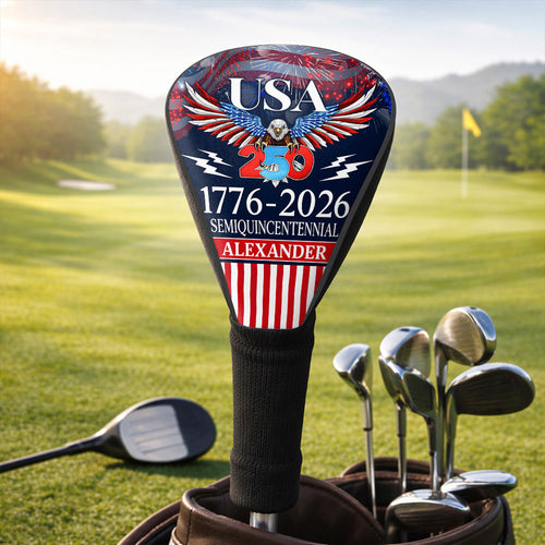 Personalized Golf Club Head Cover 250 Years America Gift for Dad
