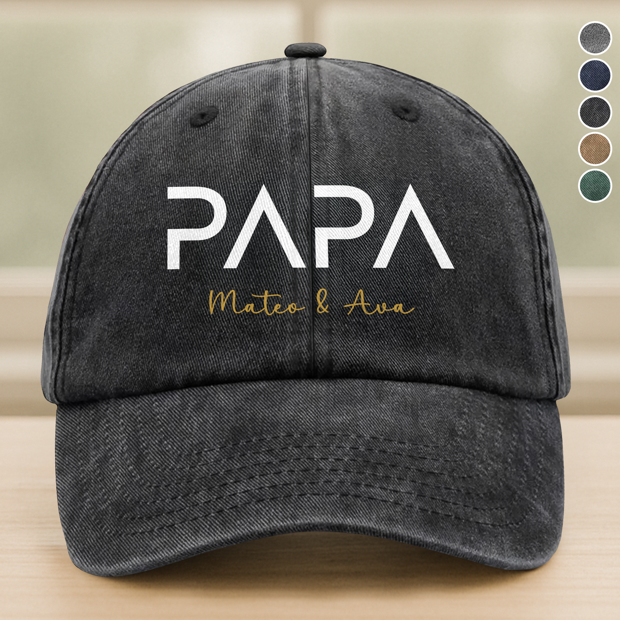 Personalized Washed Denim Baseball Cap Custom Name Gift for Dad
