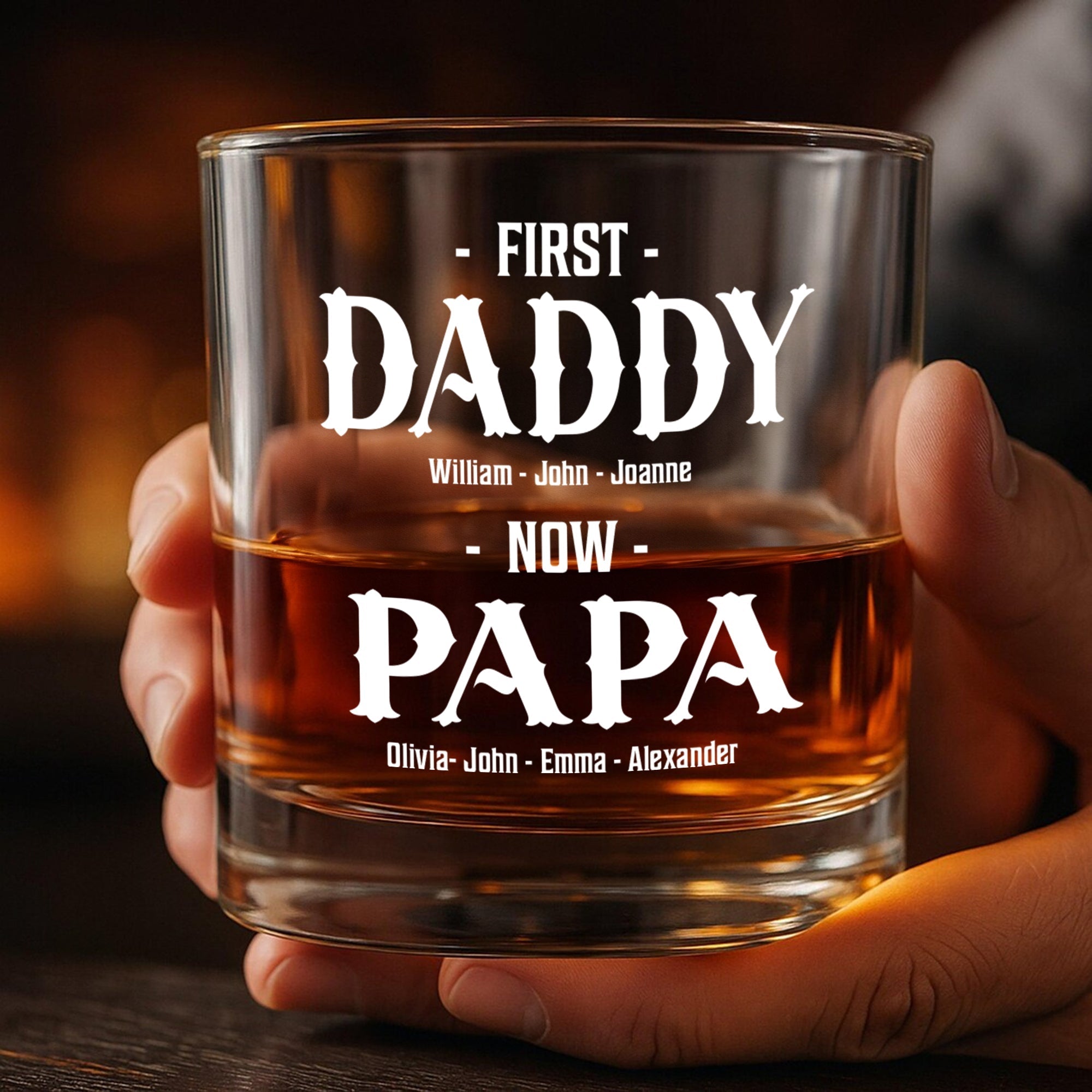 Personalized Whiskey Glass Gift for Dad and Grandpa - Father’s Day