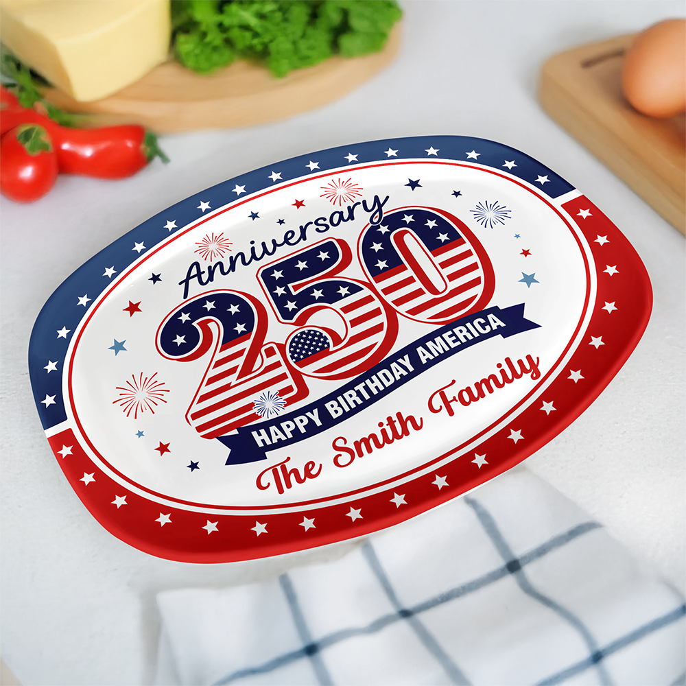 Personalized Family Name Platter USA 250th Anniversary Gift
