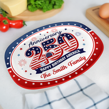 Load image into Gallery viewer, Personalized Family Name Platter USA 250th Anniversary Gift
